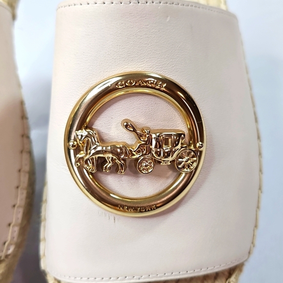 Coach Women's Cream Slide Sandals Espadrilles Wedges Size 8.5 - Picture 3 of 9